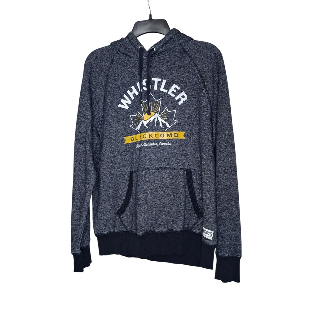 Roots Canada Whistler Blackcomb Hoodie Charcoal Grey Graphic Sweatshirt Small